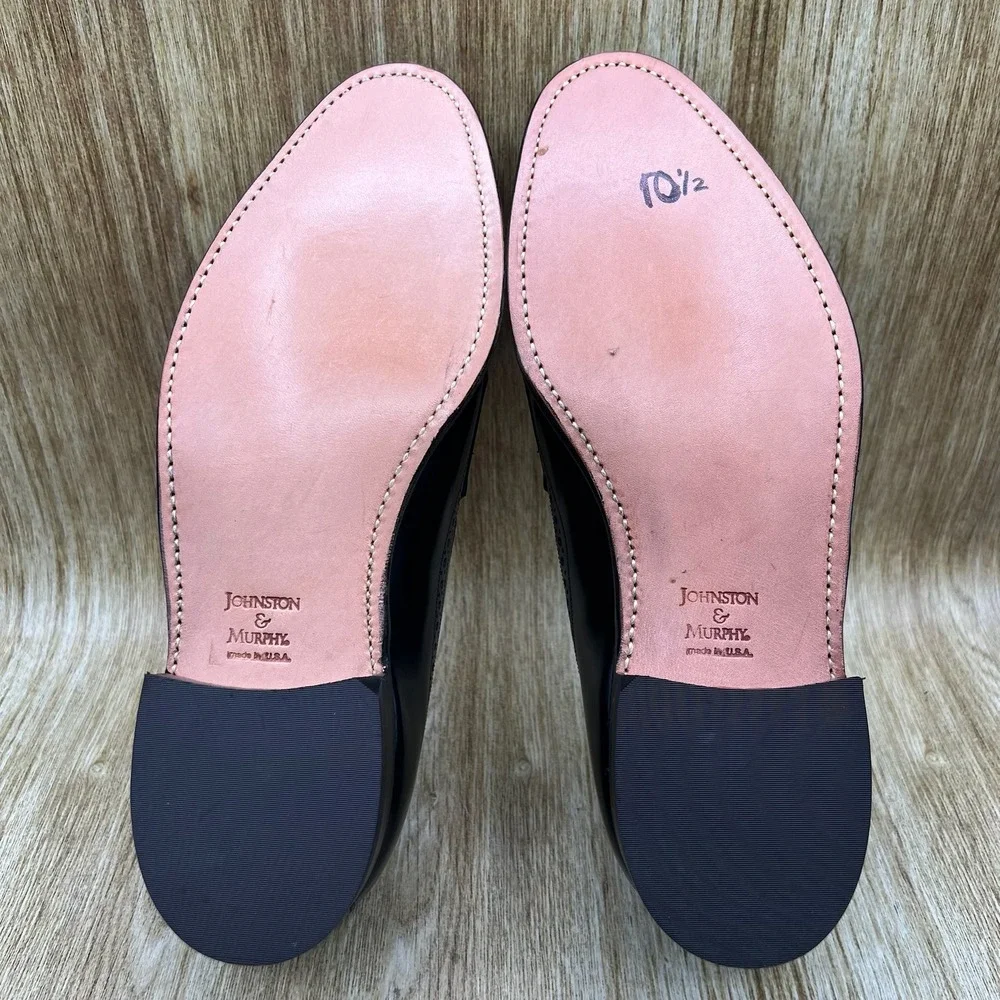 Johnston & Murphy Tassel Loafer Men's Size 10.5 D Black Wingtip Kiltie 24-93310